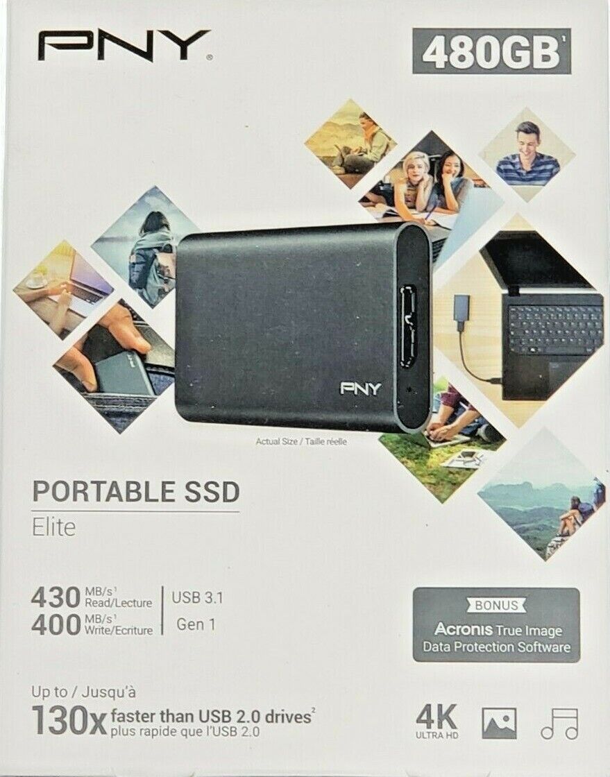 480GB PNY Portable SSD Elite USB 3.1 Backup Drive