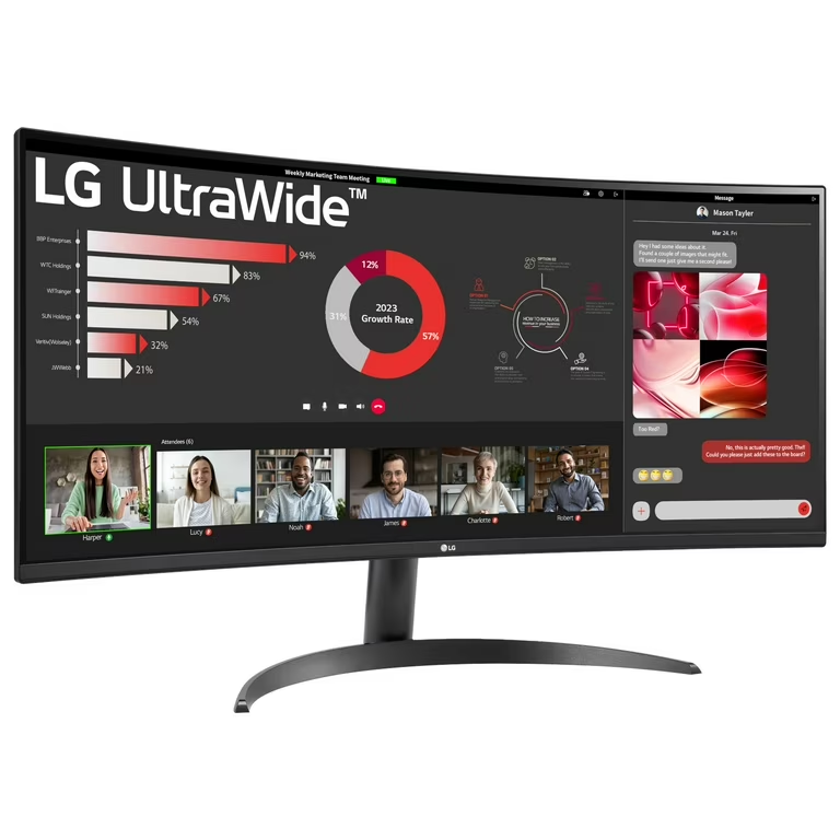 LG 34" 34WR50QK-B UltraWide WQHD Curved Computer Monitor (3440 x 1440) 100Hz