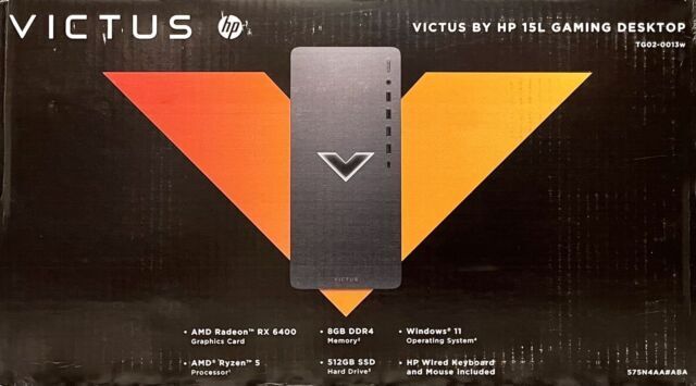 HP Victus 15L Gaming Desktop Ryzen 5 5600G 512GB 16GB RX6400 Windows 11